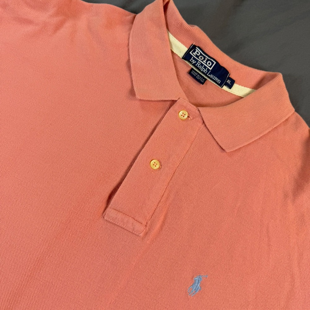 Polo Ralph Lauren Mens XL Salmon Pink Short Sleeve Pique Polo Shirt Made in USA